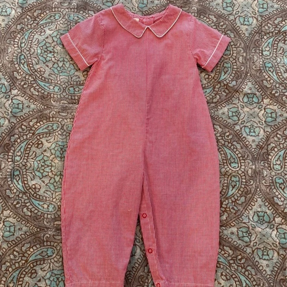Petit Ami red/white check longall